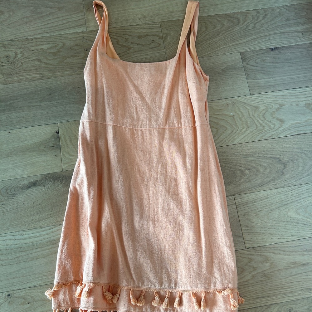 Peach Sleeveless Dress with Tassel Hem